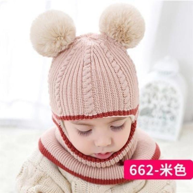 Children's Hats Autumn and Winter Fleece Thickened Warm Wool Hats Boys and Girls Baby Scarves Winter Knitted Hats