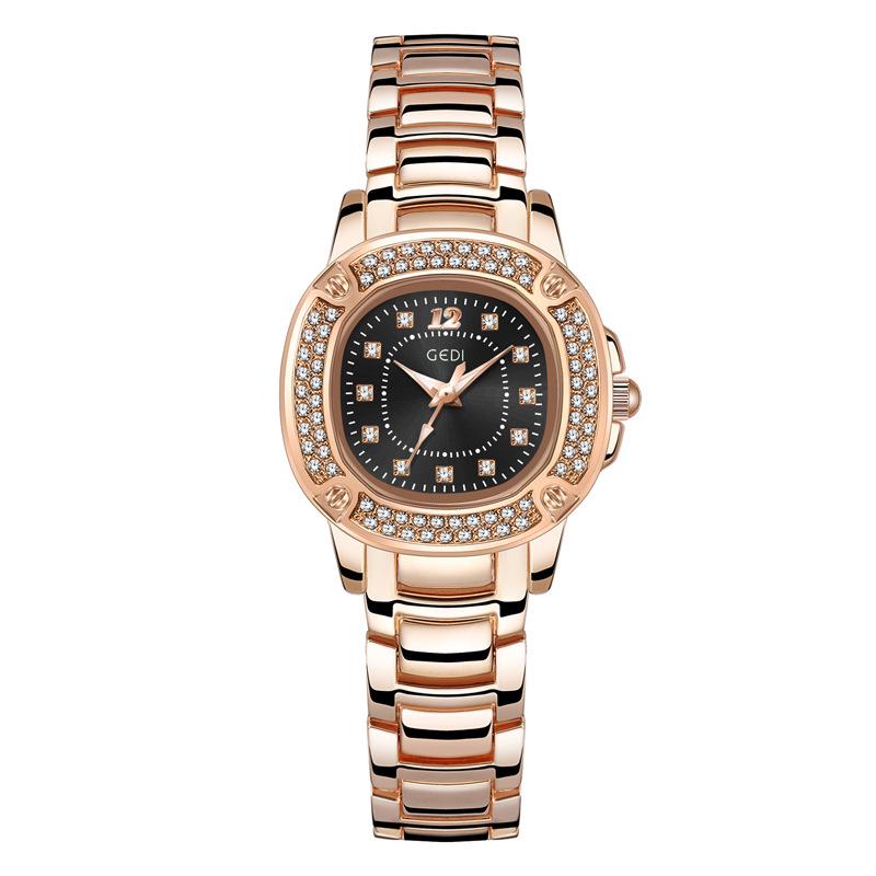 Gedi Women's Star-Patterned Luxury Alloy Watch with Steel Band