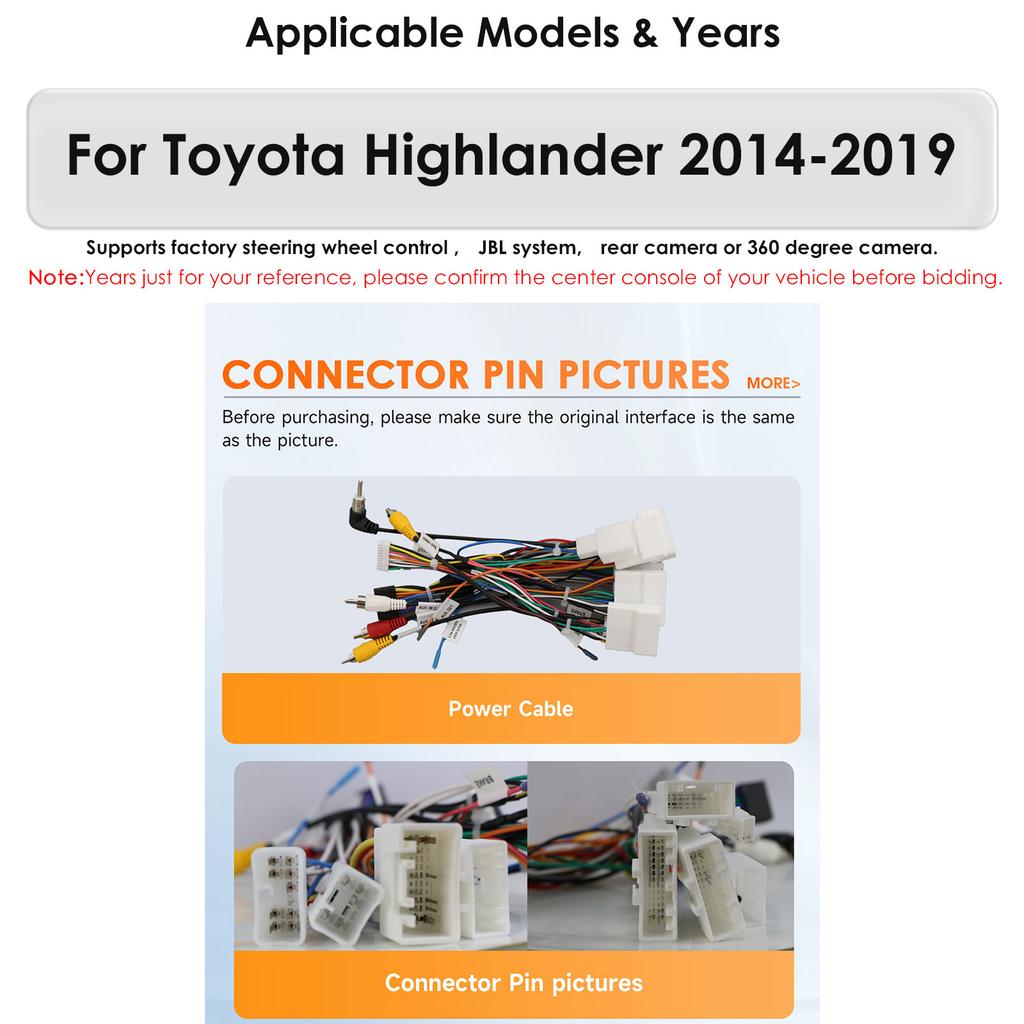 Hizpo Snapdragon Intelligenter Bildschirm Autoradio für Toyota Highlander 2014 2015 2016 2017 2018 2019 Drahtloses CarPlay Multimedia Android Auto Qualcomm