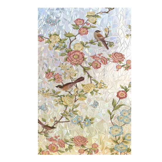 

Window Privacy Film Stained Glass Floral Window Clings Static UV Blocking Colorful Decals for Glass Windows Doors S D