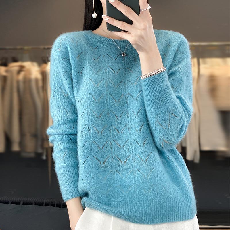 Un Nuovo Maglione da Donna Lavorato a Maglia Autunnale e Invernale con Scollo Rotondo, Maniche Lunghe, Casual, Semplice e Largo come Strato Base