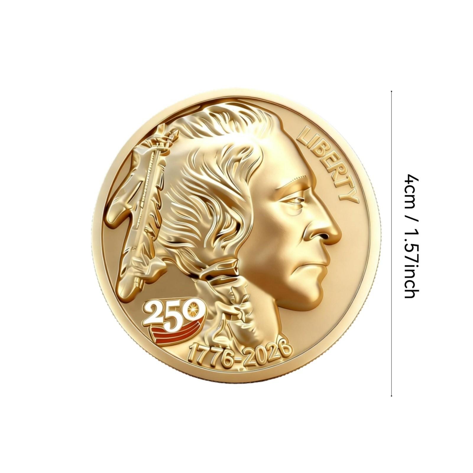 250th Anniversary Commemorative Coin Gift Box for American Independence Day, Double sided Relief Collection Commemorative Medal