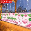 Happy Birthday Watermelon Banner, Summer Watermelon Theme Design, Polyester Outdoor Wall Fence Yard Garage Balcony Decoration
