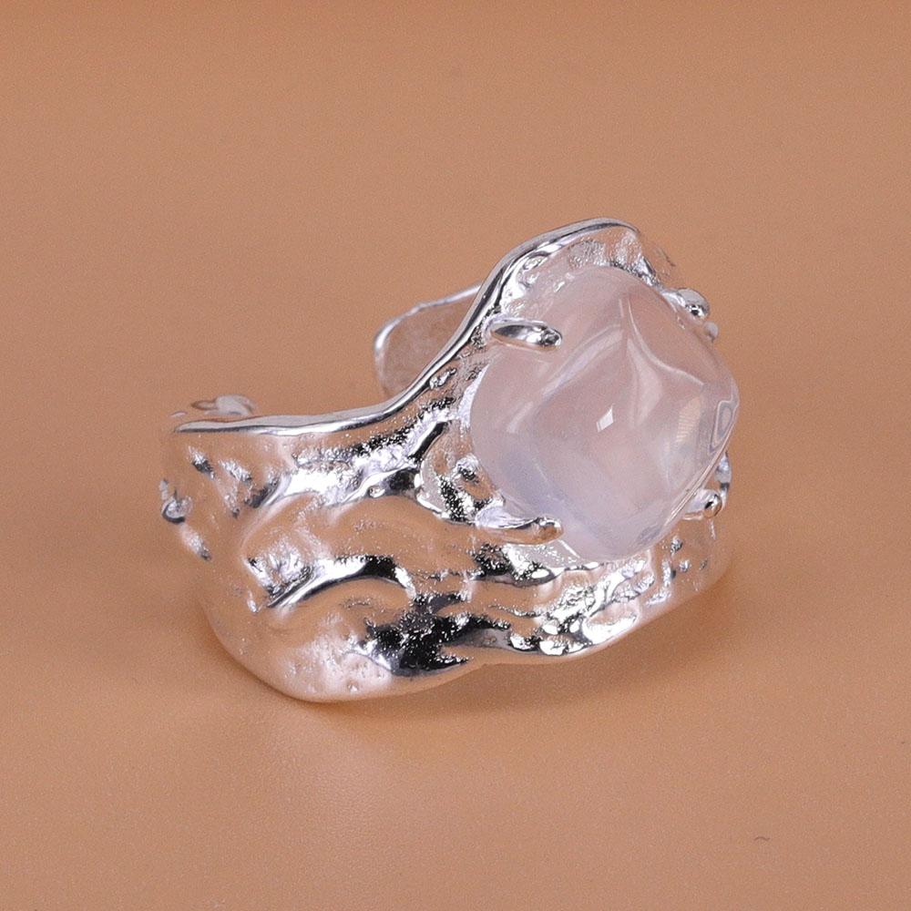 PANJBJ 925 Silver Stars Ring For Women Blue Crystal Opening Sweet Romance Irregular Versatile Jewelry Gift