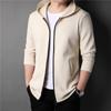 Men's Long-sleeved Hooded Jacket, Spring and Autumn Cotton Cardigan, Short Korean Style Casual Solid Color Jacket for Young and Middle-aged People
