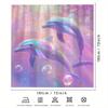 1pc Fantasy Purple Dolphin Microphone Digital Printed Shower Curtain with Bright Ocean and Bubble Patterns, Comes with Hook