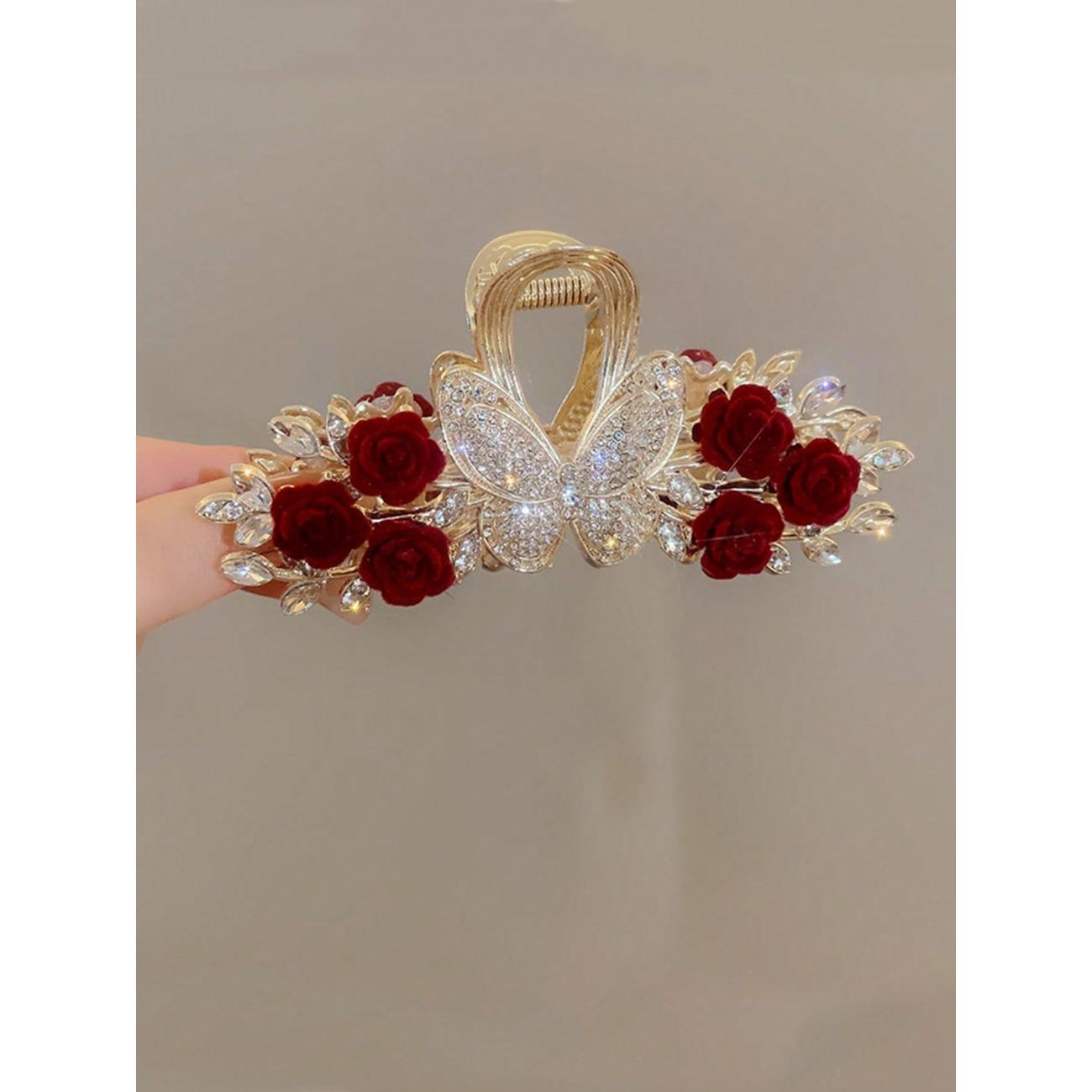 

1 шт. Модные заколки для волос с бриллиантами в виде бабочек и роз для женщин, аксессуары для волос