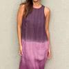 Summer Cotton Linen Dress for Women Casual Sleeveless Tunis Maxi Tank Dress Side Slit Beach Sun Dress