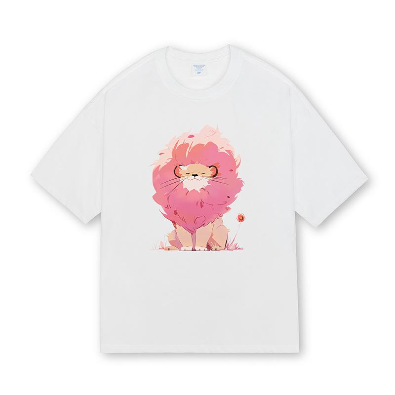 Men's Spring and Summer New Japanese Round Neck Cartoon Printed Animal Retro Short-sleeved T-shirt Same Style As Men and Women