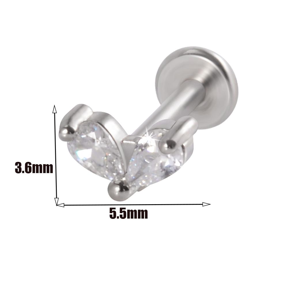1pcs Surgical Steel Zircon Ear Stud Labret Stud Lip Ring Cartilage Helix Lobe Conch Piercing Moon Earrings Body Piercing Jewelry