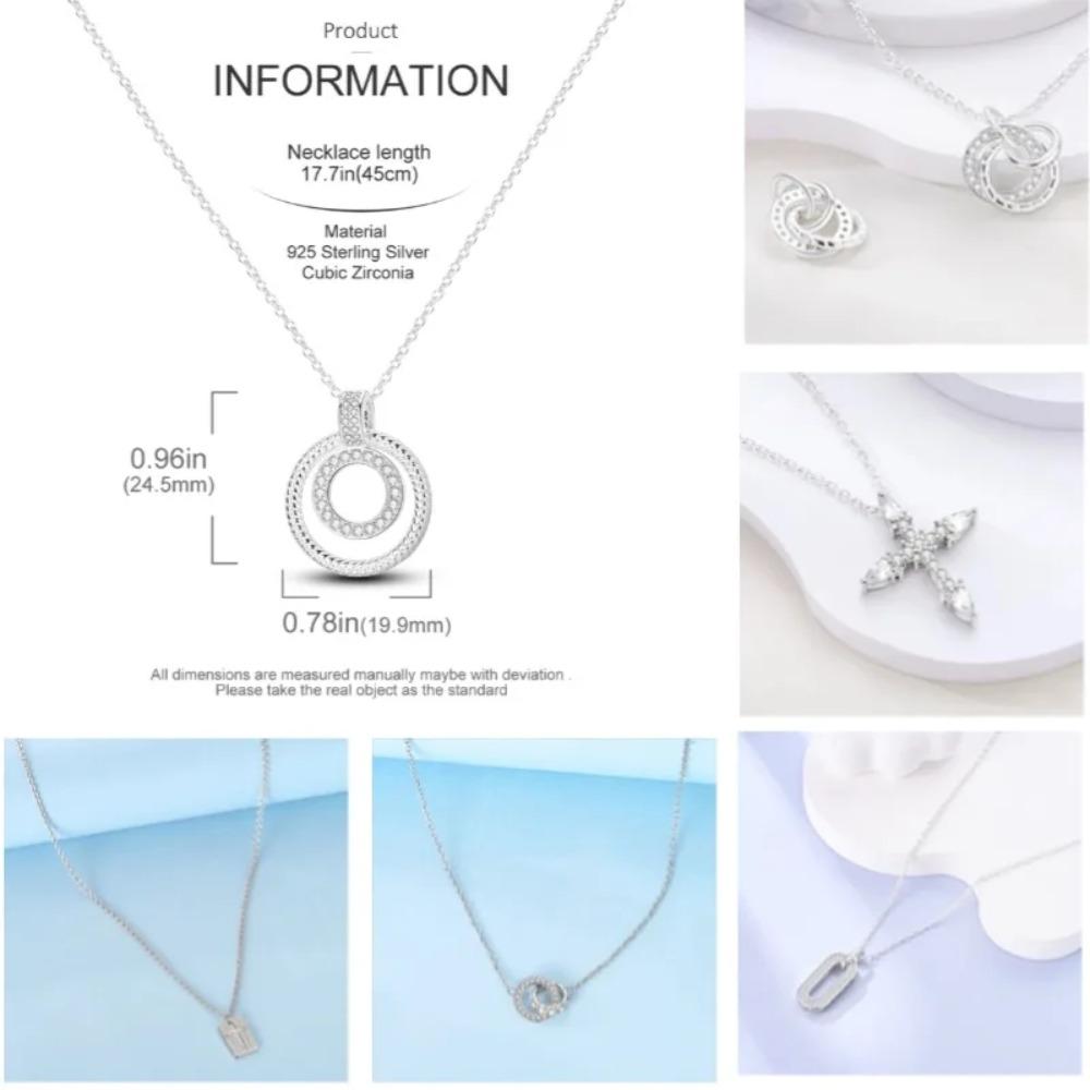 925 Silver Lucky Unicorn Necklace with Butterfly Firefly Bear Paw Print Zircon Chain Link Heart Jewelry for Women