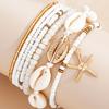 7pcs/set Bohemian Holiday Wind Shell Beaded Woven Bracelet Starfish Rice Beads Women's Bracelet Set Beach Party Seaside Holiday