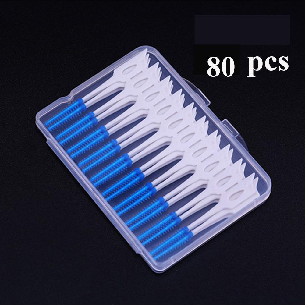 40~150Pcs Silicone Interdental Brush Disposable Dental Floss Picks Cleaning Between Teeth Soft Hilo Dental Brace Brush Toothpick