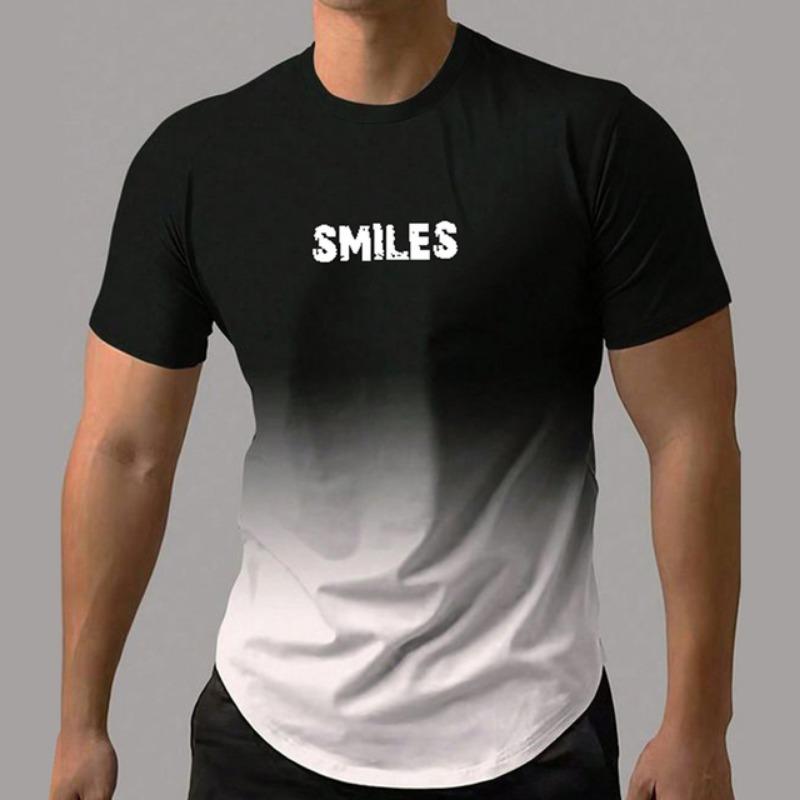 Men's T-Shirt Gradient Style "Whatever" Pattern Print Men's Comfy Chic T-shirt Short Sleeve Quick Drying Oversized Clothing Tops