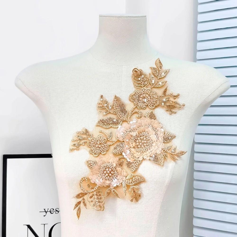Embroidery Lace Flower Stickers Bead Colored Applique DIY Embroidery Lace  DIY Projects