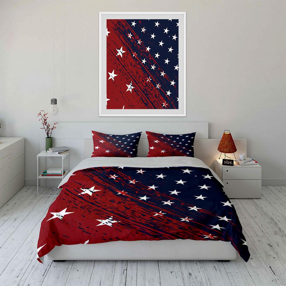 American Flag Star Bedding Set Bedding Duvet Cover Set Duvet Cover Pillowcases (1 * Duvet Cover 2 * Pillowcases, Without Duvet Insert)