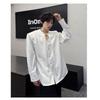 Abbigliamento da Uomo Camicia Versatile Ricamata con Spallina Marca Trendy Bello Manica Lunga Pizzo Elegante Camicia di Alta Gamma