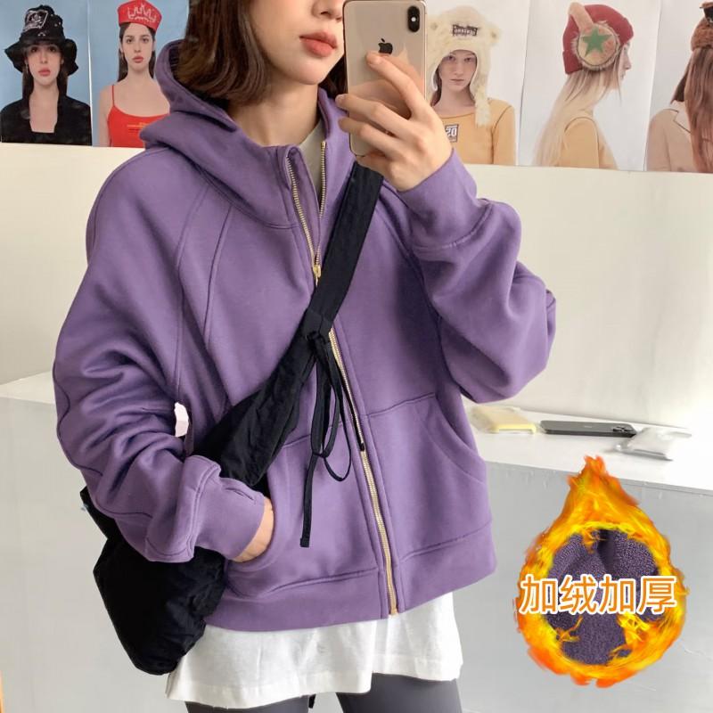 Womens Oversized Zip-Up Hooded Sweatshirt Cotton Blend Loose Fit Casual Jacket Daily Wear