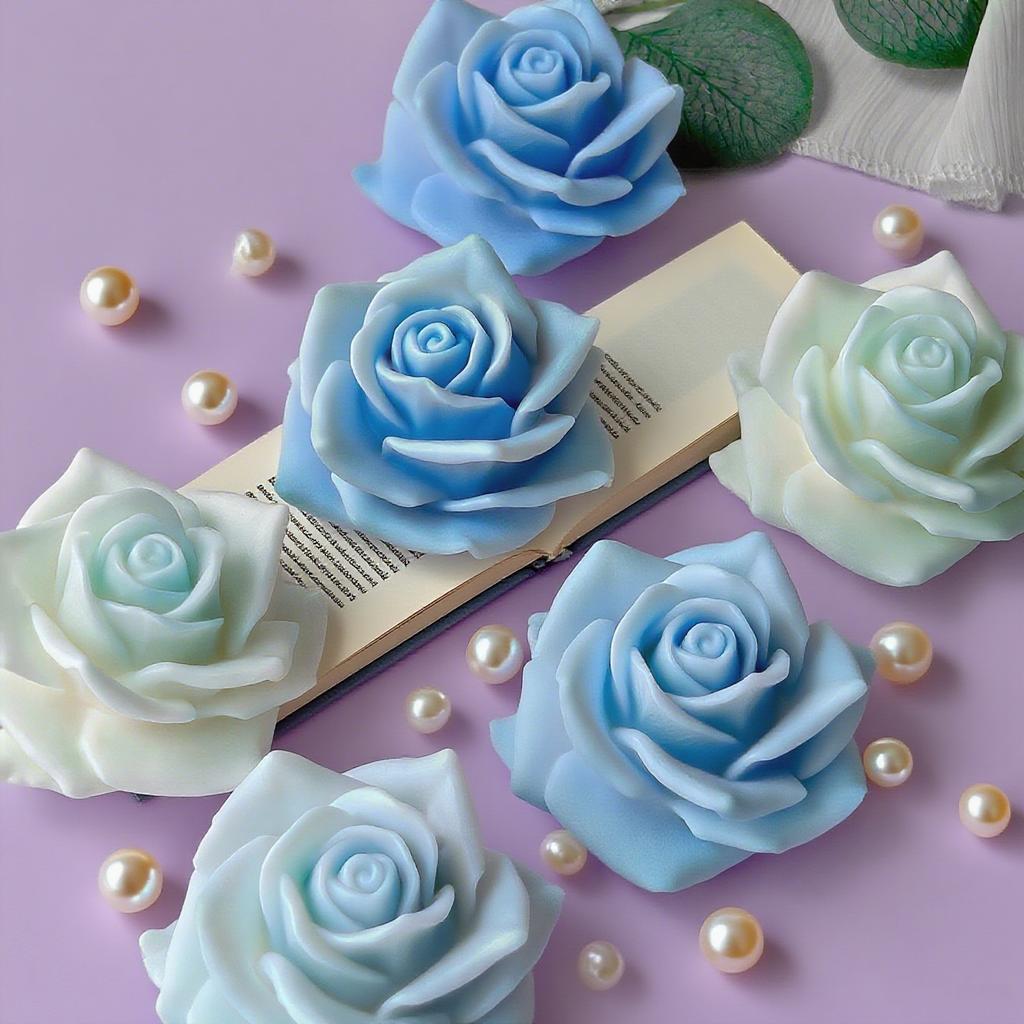 3D Rose Flower Silicone Mold Car Decoration Aroma Candle Gypsum Resin Molds Handmade Candy Chocolate Baking Tool