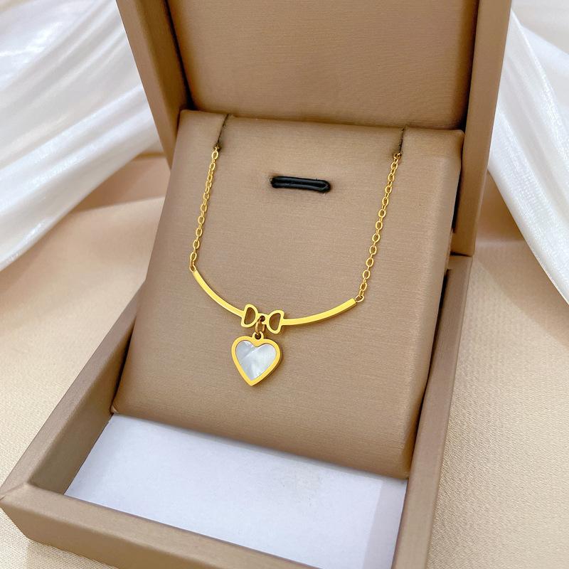 Bow Love Temperament Personality Minimalist Furnace Real Gold Female Collarbone Necklace