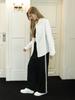 MUSE BY ROSE Rienda Striped Wide Track Pants (Black)