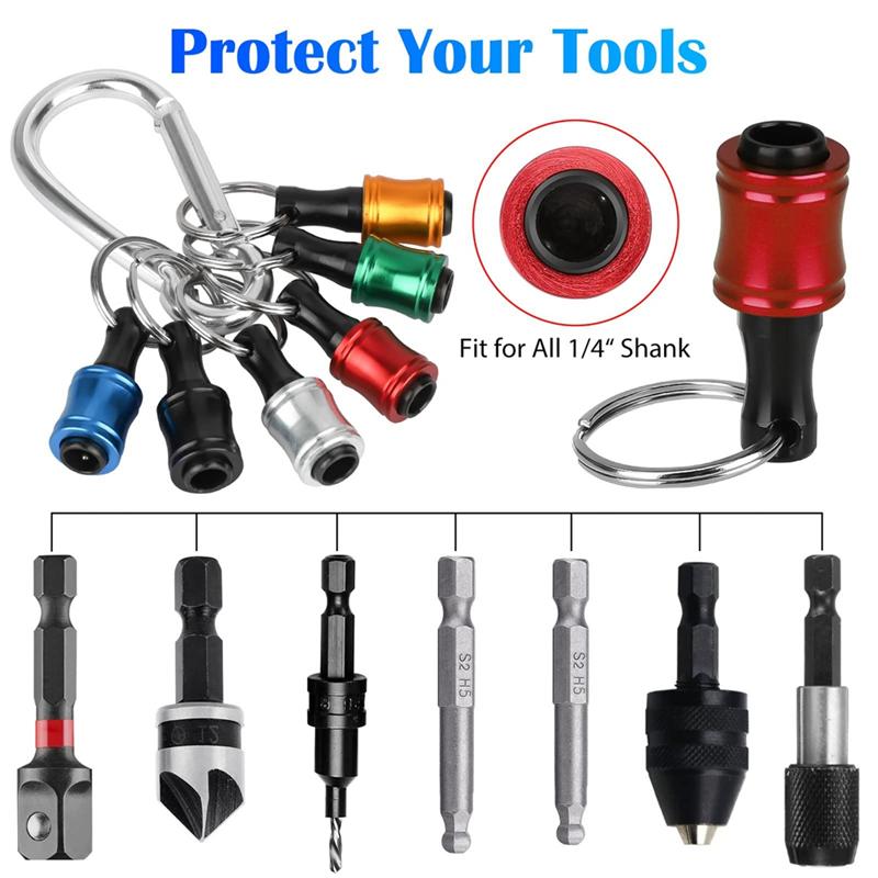 AD23-12Pcs 1/4 Inch Hex Shank Screwdriver Bit Holders, Keychain Extension Bar, Portable Fast Change Bit Holder Set