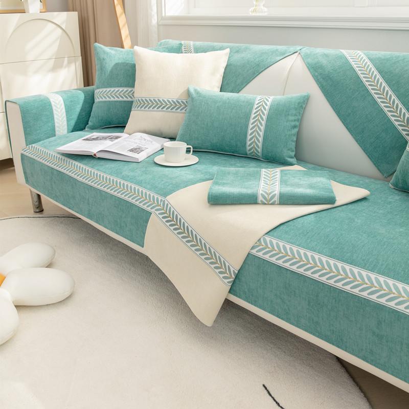 All Seasons Universal Solid Color Chenille Webbing Sofa Cushion Modern Simple Plain Non-slip Sofa Cushion Towel