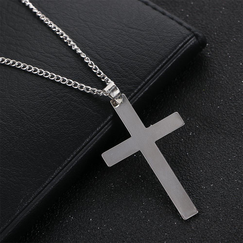 Gift Steel Color Metal Black Minimalism Clavicle Chains Cross Necklaces Necklaces Cross Pendant