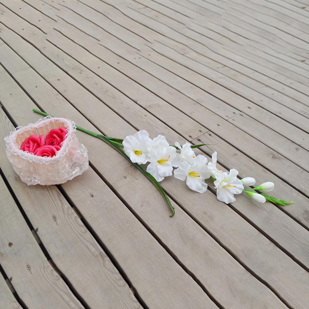Home Decor Artificial Gladiolus Flower Yellow Silk Lifelike Fake Flower for Wedding Table Arrangement Centerpiece