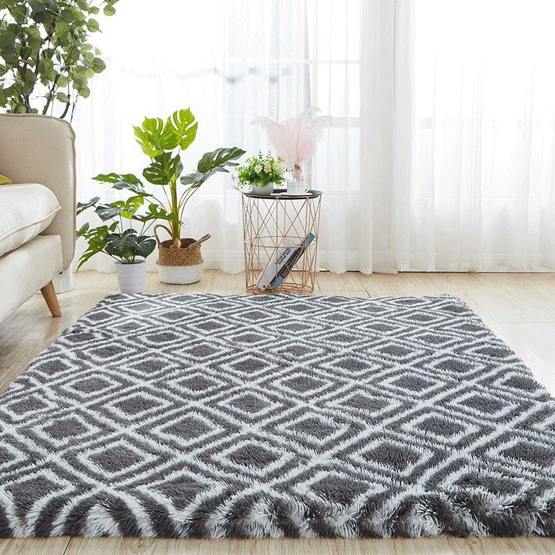 Plush Tie-dye Living Room Full Carpet Floor Mat Thickened Soft Carpet Bedroom Bedside Silk Wool Floor Mat