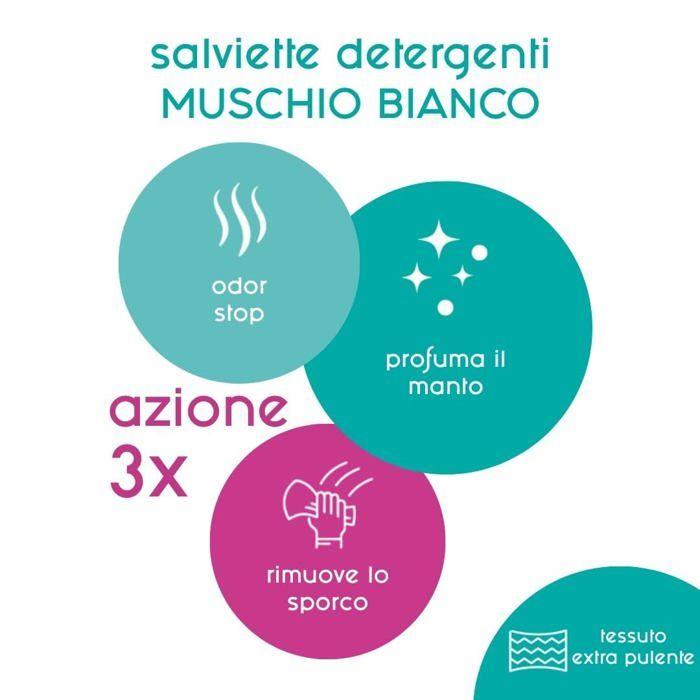 Lingettes pour animaux - Inodorina - 110 pièces - Musc blanc - Tissu résistant - Odor Stop - Action adoucissante