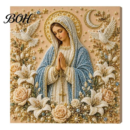 Decorative Balcony Pieces DIY Jesus Pearl Art Kit, Diamond Painting for Adults, Christian Mosaic Colorful Crafting Materials Craft Christ Gem Crafts,