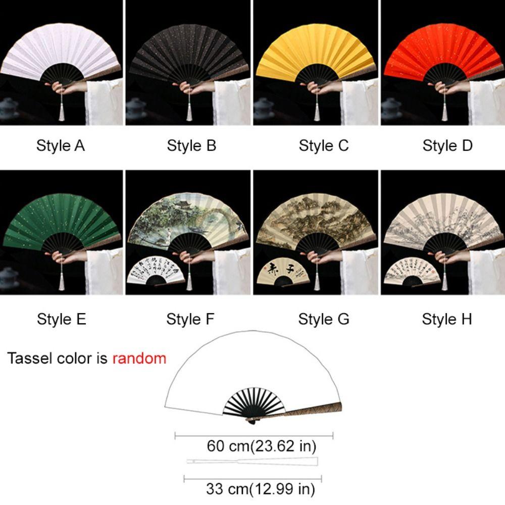 With Tassel Antique-style Folding Fan Sprinkled Gold Men Hand Fan Portable Decorative Fan  Crafts