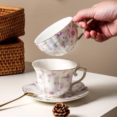 British Retro Floral Coffee Cup French High-value Hand-painted Phnom Penh Coffee Cup Saucer Cross-border Flower Afternoon Tea Cup