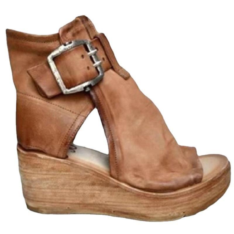 Roman shoes summer high heel fashion shoes new high top wedge heel cool boots platform fish mouth sandals size