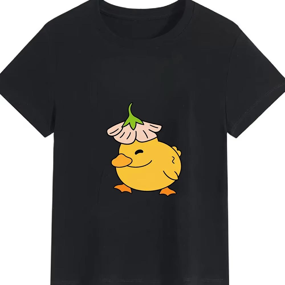 Unisex Cute Yellow Duck Graphic Tshirt Funny Cartoon Animal Print Casual Streetwear Tee Unisex Unisex Duck Lover Gift Top