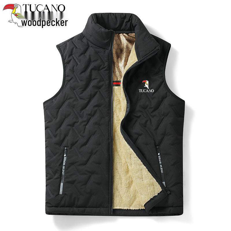 Woodpecker Herren-Weste mit Fleece-Futter und Stehkragen - Herbst/Winter 2025, Unifarben, für mittleres und älteres Alter.