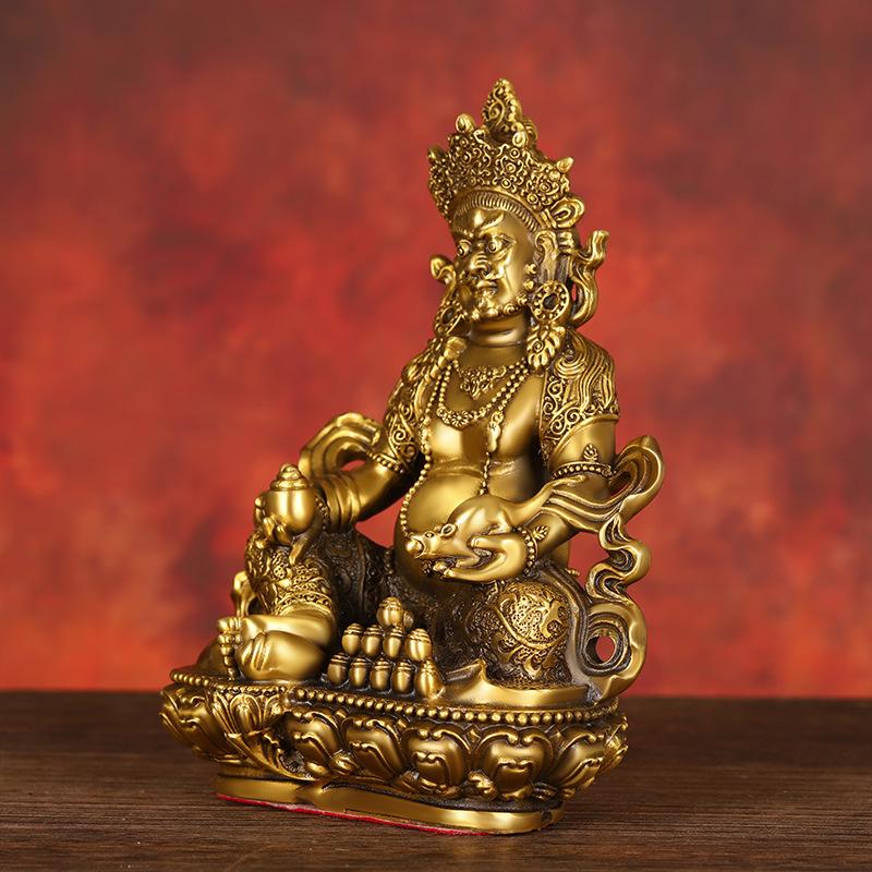Žlutá Sochy Plná Měď Buddha Jedoucí na Drakovi Bílá Černý Bůh Bohatství Domácí Pracovna Sh