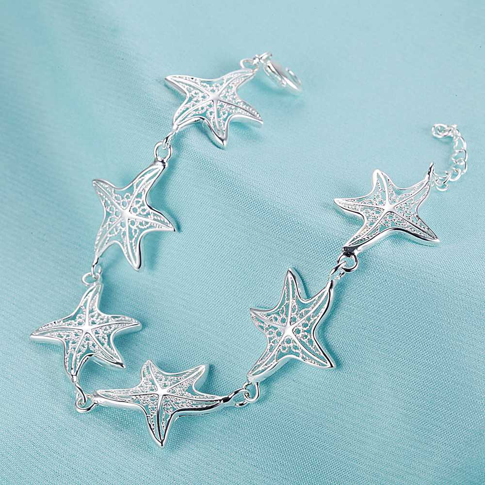 925 Sterling Silver Starfish Bracelet For Woman Wedding Engagement Party Gift Fashion JewelryGood product