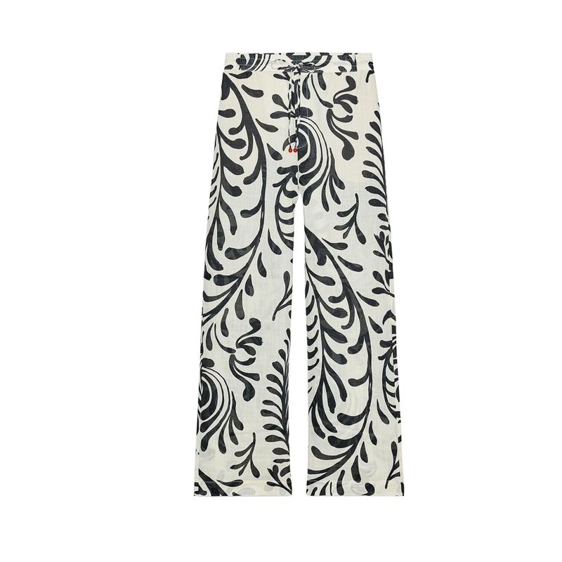 Summer New Arrival Print Long Sleeves Lapel Coat 2731084 Mid-Waist Straight Casual Pants 2731089