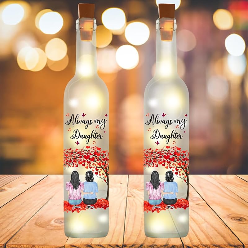 

Персонализированный светодиодный ночник-бутылка с портретом мамы и дочери, индивидуальный подарок на День матери, стекло, прозрачный Mom-7