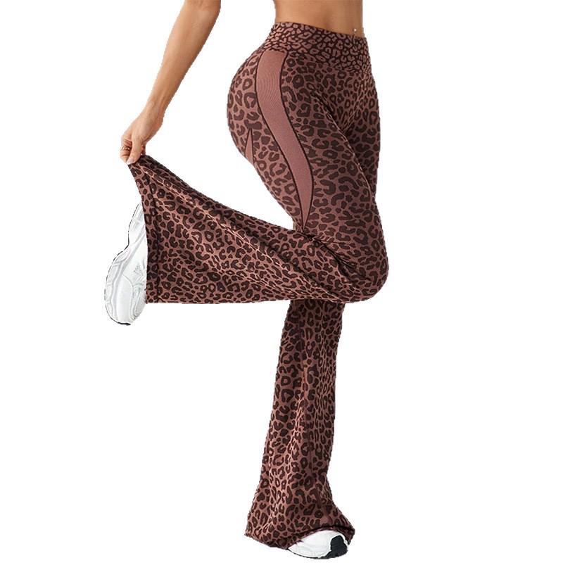 Women's Seamless Leopard Print High-Waist Wide-Leg Yoga Pants