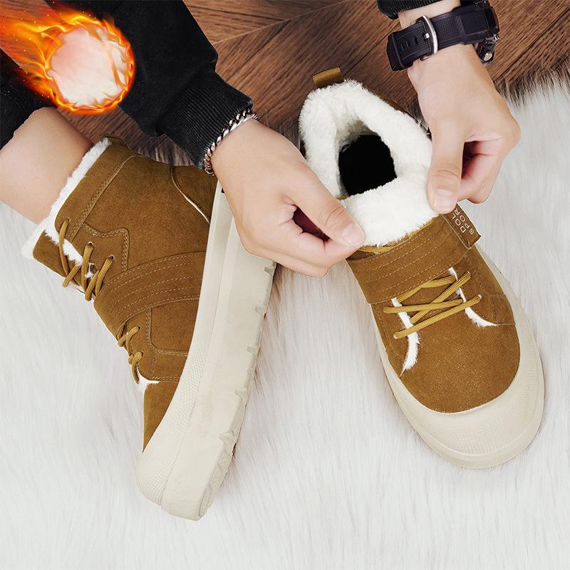 Men's Winter Warm Lace-Up Snow Boots Faux Suede Ankle Boots Non-Slip Faux Fur Lining Short Booties Outdoor Athletic Hiking Walking Shoes for Men