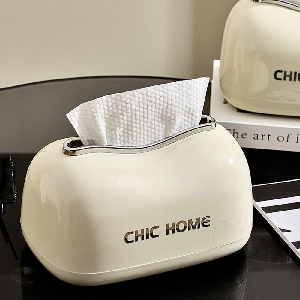

Plastic Spring Tissue Box Large Capacity Desktop Drawer Box Practical Napkin Box Living Room бежевый