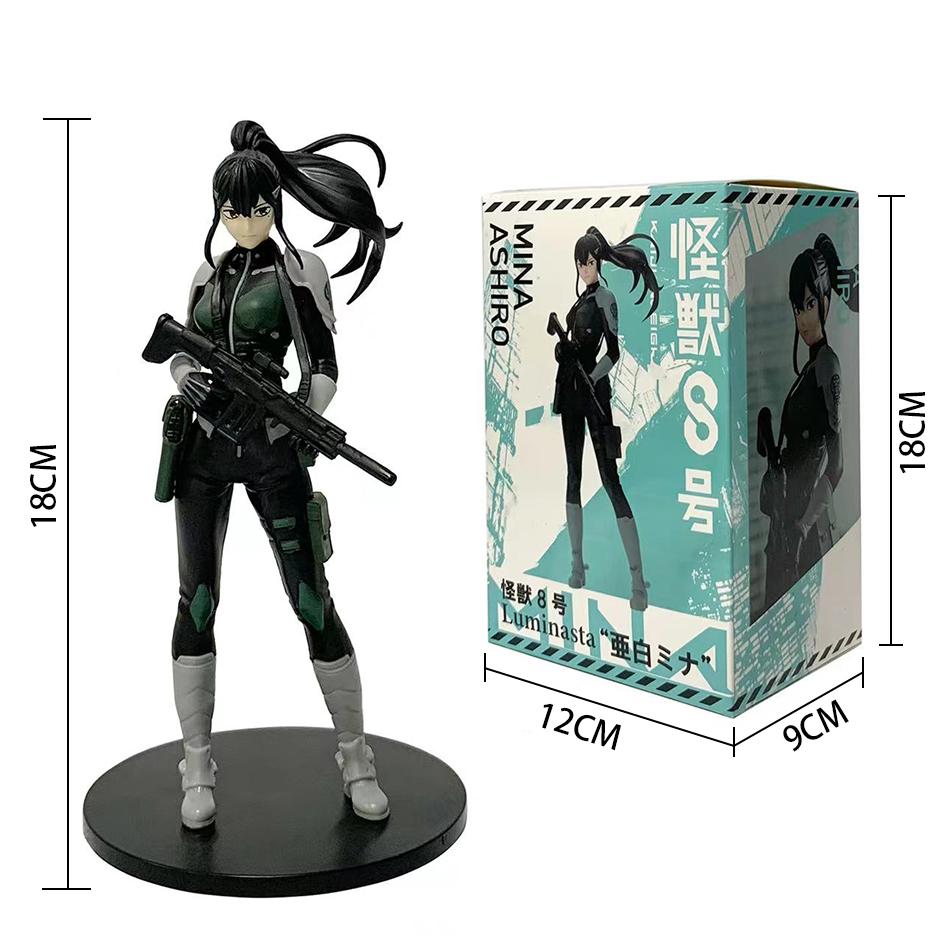 In Stock 1-4PCS Amine Kaiju No. 8 Figure Kafka Hibino Mina Ashiro Skeleton Creative PVC Model Toys Kids Action Statue Doll Gifts