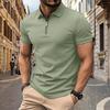 Herren Sommer Kurzarm Poloshirt mit Reißverschluss vorne Lässig Umlegekragen Leicht Atmungsaktives Oberteil