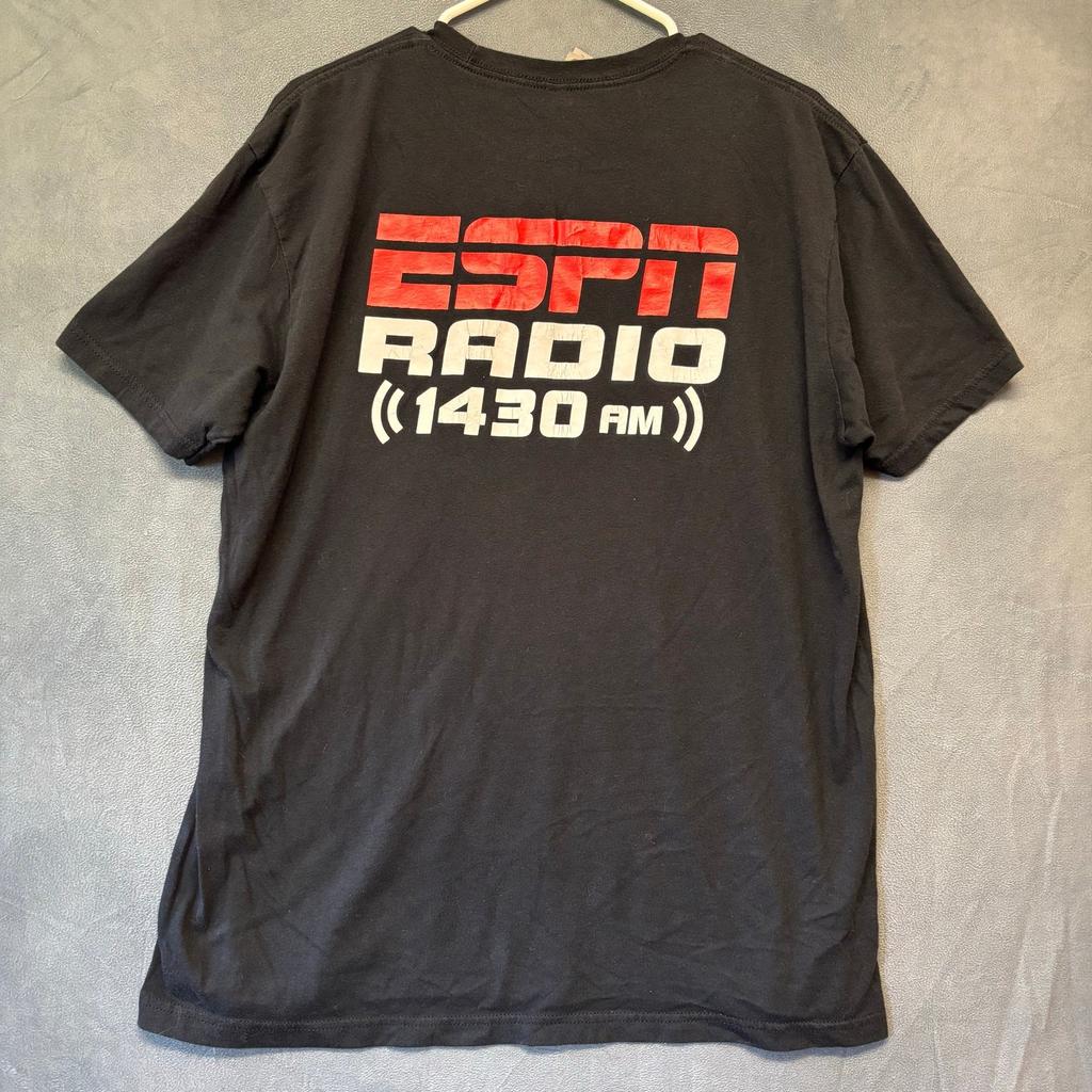 Vintage ESPN Radio 1430 AM T-Shirt XL Black Graphic Tee Next Level Soft Cotton