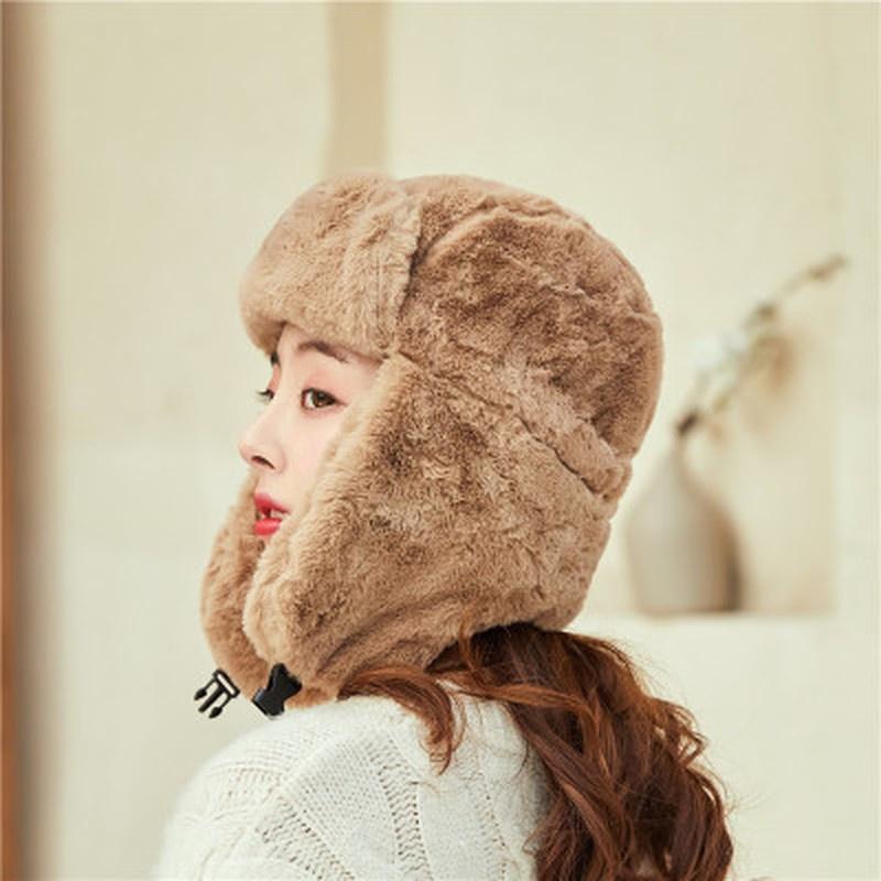 Winter Faux Fur Hat Warm Soft Rabbit Fur  Earmuffs Cute Hat Cap