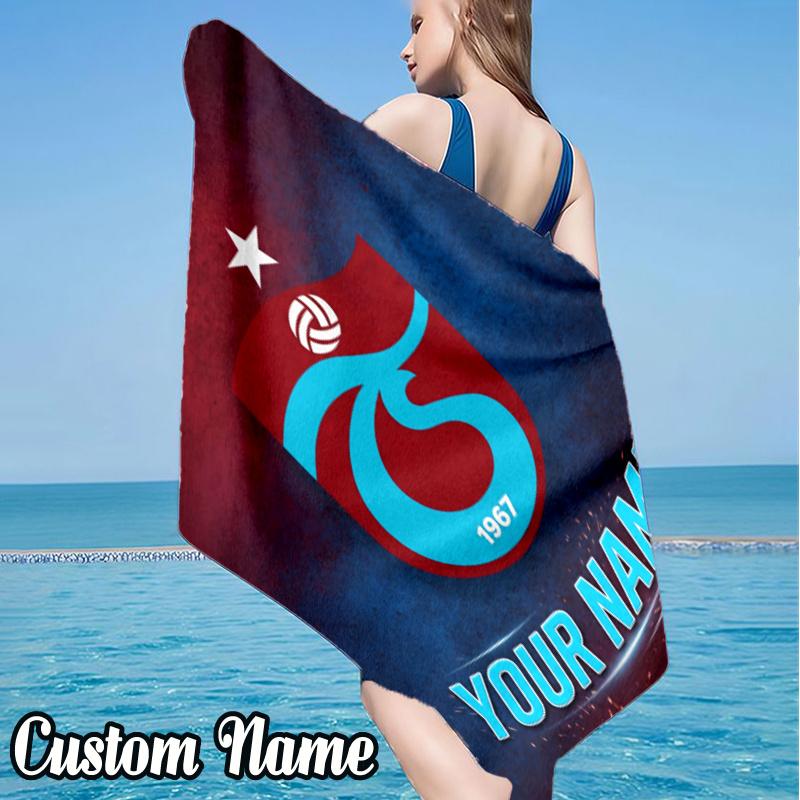 Custom Name Trabzon-spor football Beach Towel - Soft, Ultra-Absorbent Microfiber, Lightweight, Perfect for Beach, Parties, Travel, Camping