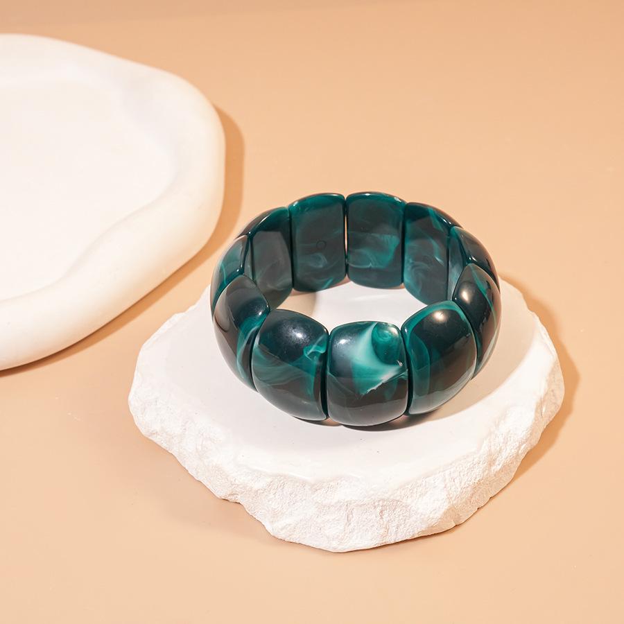 High-End European & Asian Gradient Acrylic Patchwork Bangle - Retro Exaggerated Style Wristband for Women